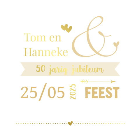 Jubileumkaart met tekst en goudfolie voor 50 jaar
